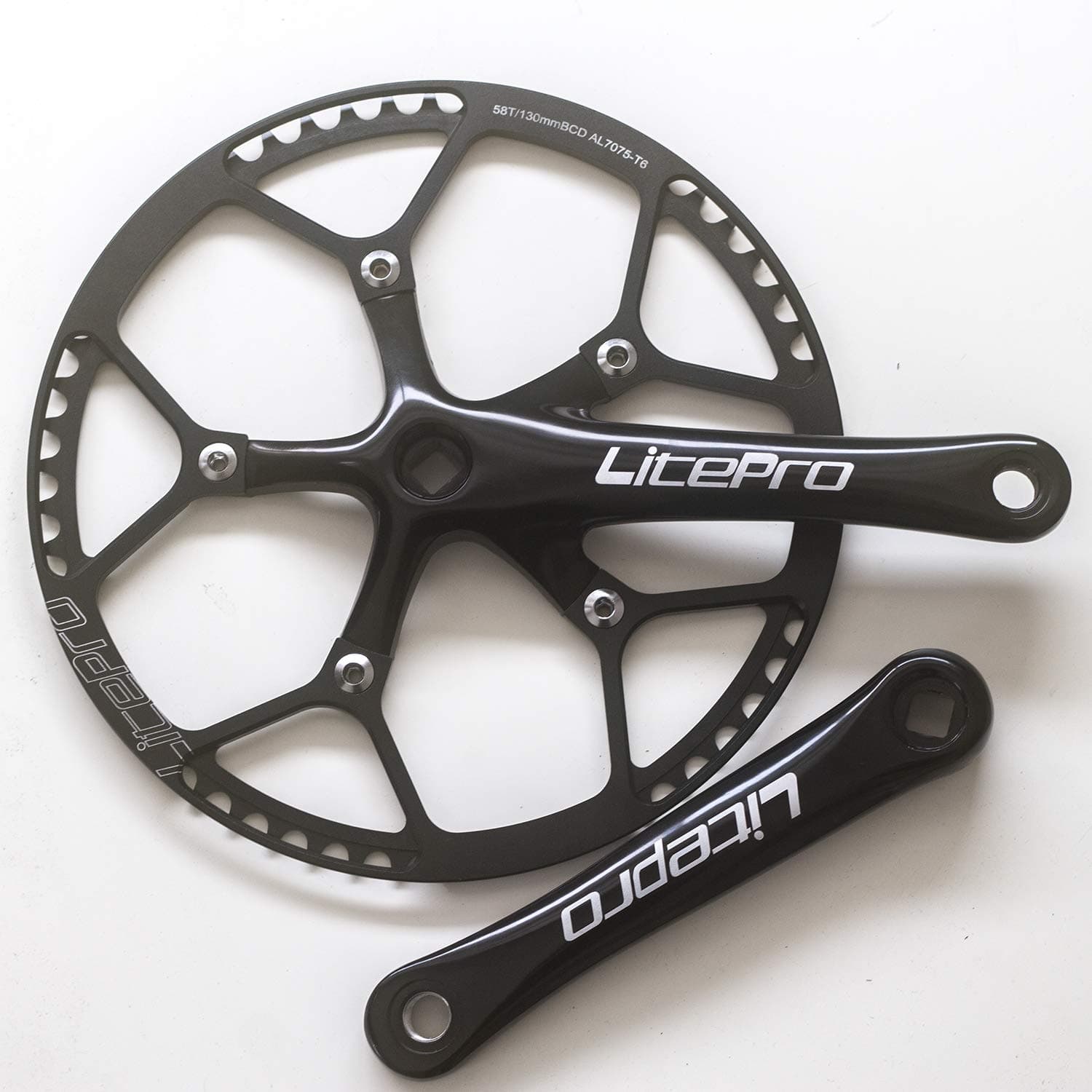 LITEPRO For BROMPTON 58T Crankset Full Set Lightweight Speed Upgrade in BLACK