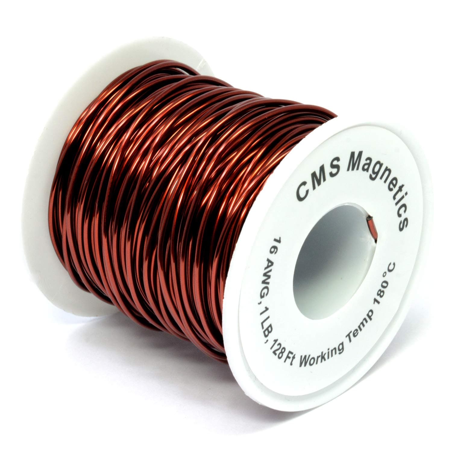 CMS MAGNETICS – 18 AWG, 1-Pound Spool, 207 Feet Long Enameled Copper Magnet Wire for Science, Speaker Coil, Transformer, Inductor, DIY Project - 356°F Working Temp, 3.2A Rated Current