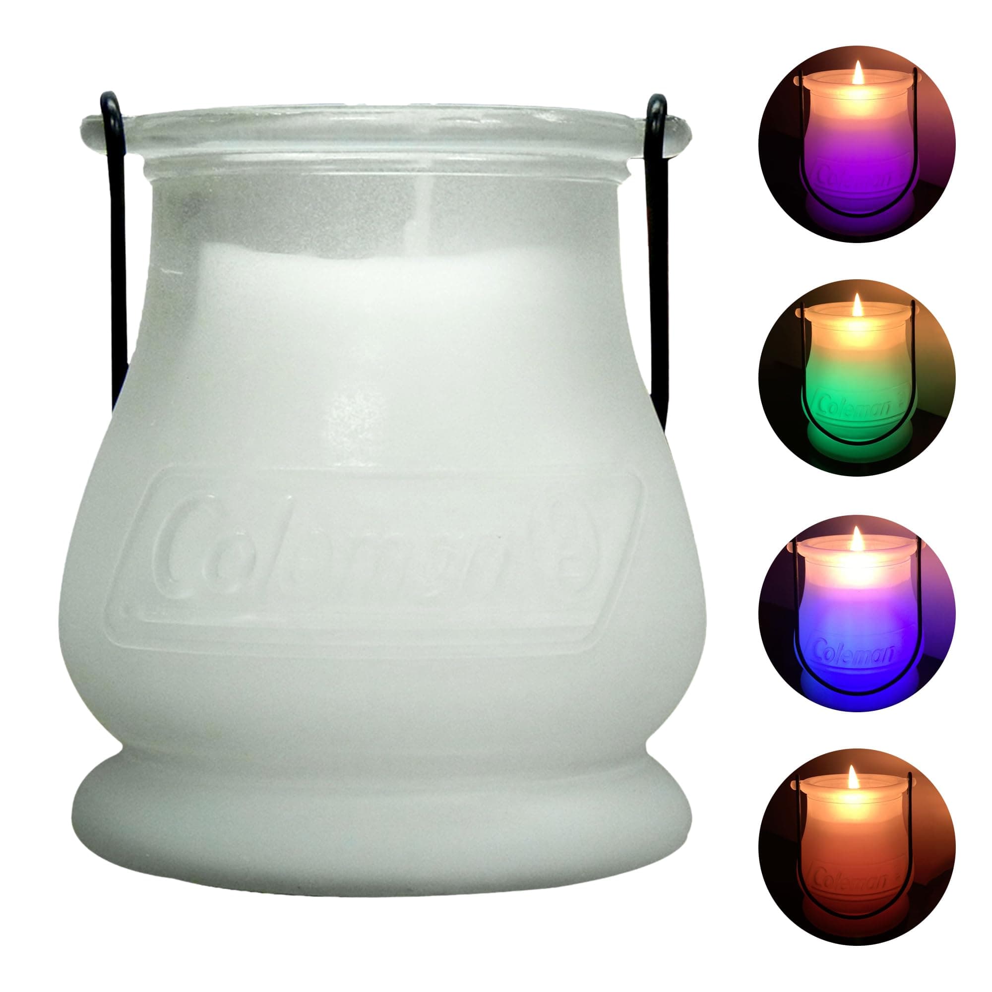 Citronella LED Scented Candle Color Changing 25 Hours Burn Time Festival Color Effects Glass Holder with Metal Handle