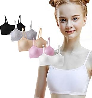 ZEILINGERYBras for Girls Training Cotton Bras Wireless Light Padded Sports Bra 8-16 Years Girl's