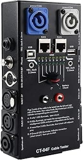 13-Plug Audio Cable Tester Line Finder Black 13-in-1 Cables Checker 8-Way Switch Wire Tracker with LED Indicators, Rectangular