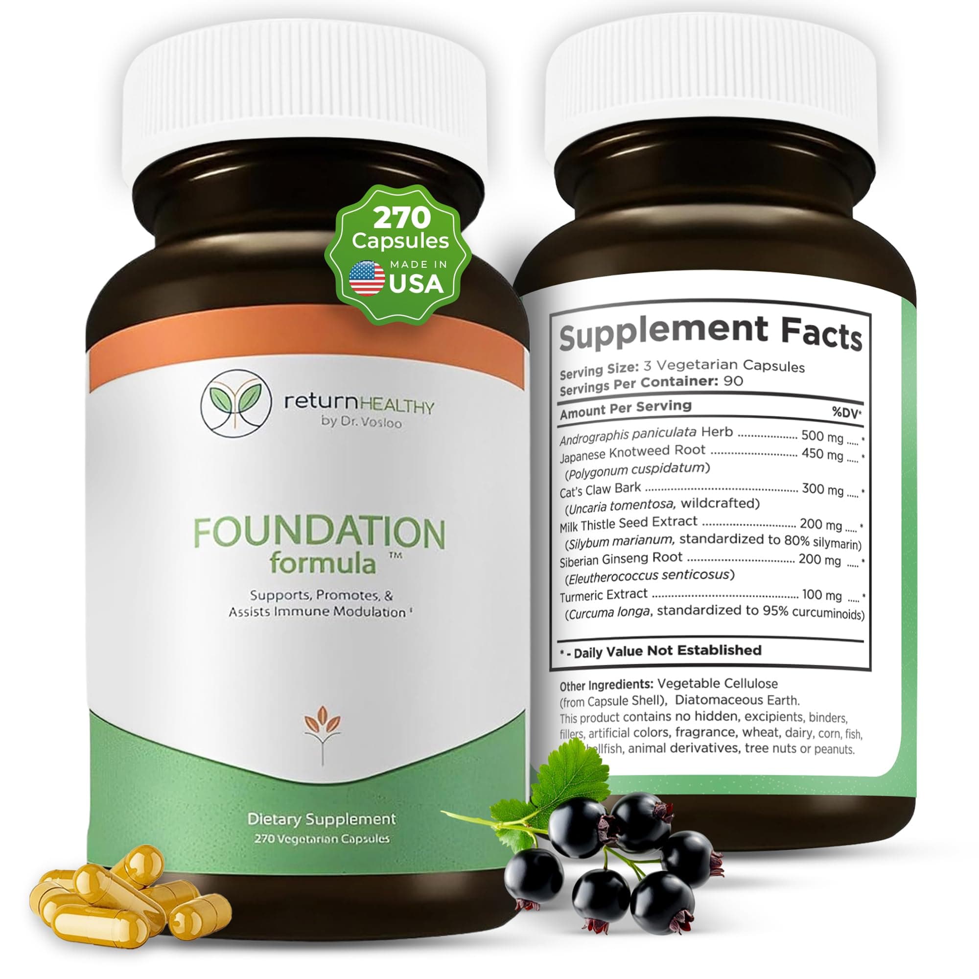 - Foundation Formula | Tick Immune Support Supplement | with Japanese Knotweed Root, Cat's Claw, Milk Thistle | Resveratrol Supplement | Non-GMO, All-Natural & Vegetarian, 270 Capsules