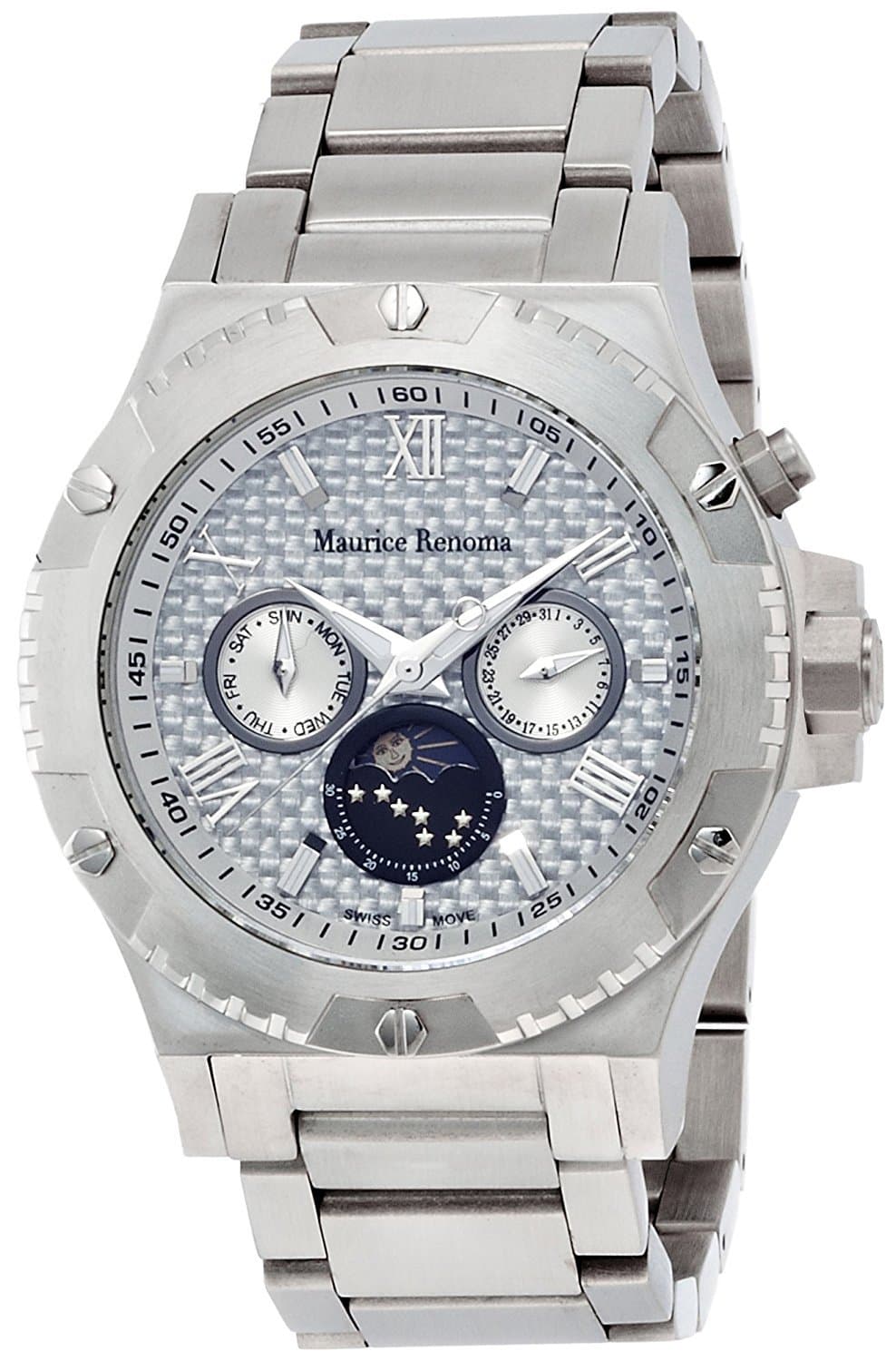 watch Rouen analog display 3 ATM water resistant moon phase silver MR-1470 SILVER Men's [regular imported goods]