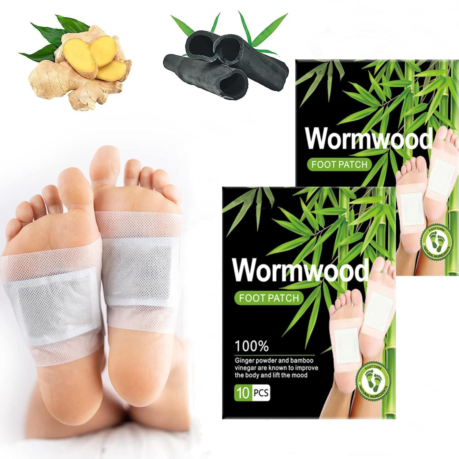 Natural Detox Foot Patches, Foot Detox Pads to Remove Toxins Deep Cleansing, Stress Relief and Deep Sleep, 100% Natural Feet Patches with Bamboo Vinegar, 20 Pcs