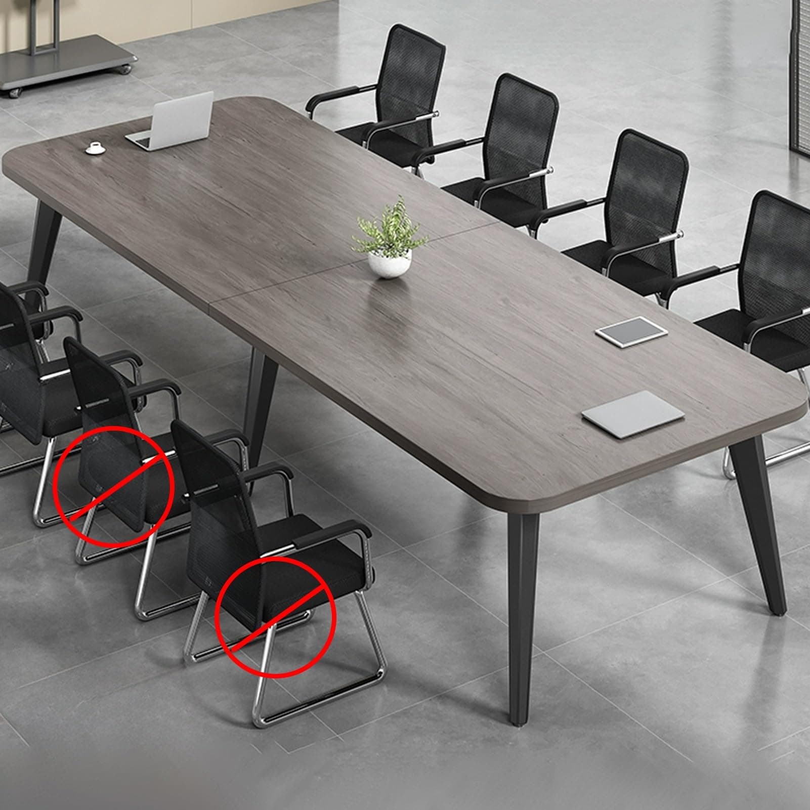 Large Conference Table with Metal Frame for Office Meeting Room 7.8FT Rectangular Seminar Training Desk