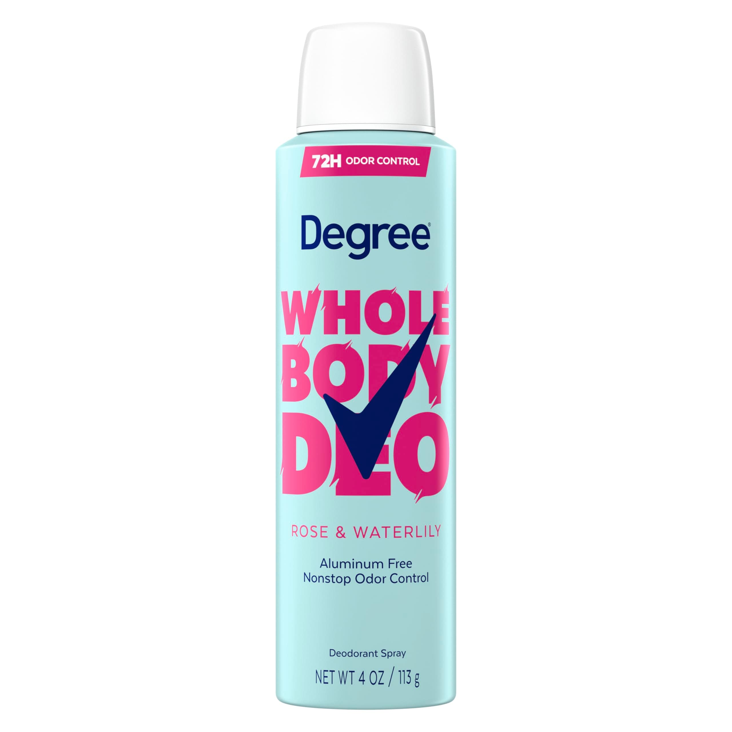 Degree Women Whole Body Deodorant Spray, Rose & Waterlily Scent, Aluminum Free 72H Odor Protection 4 oz