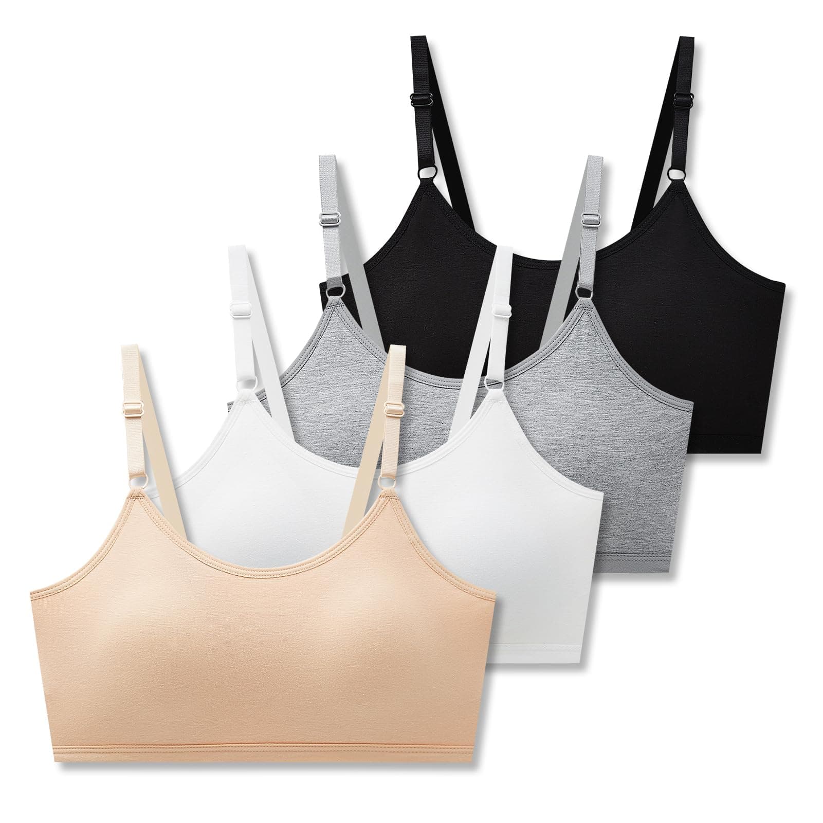 SALIA GIRL Sport Cami Bras Cotton for Teens Girls Training Bras 10-16 with Adjustable Straps Fixed Pads