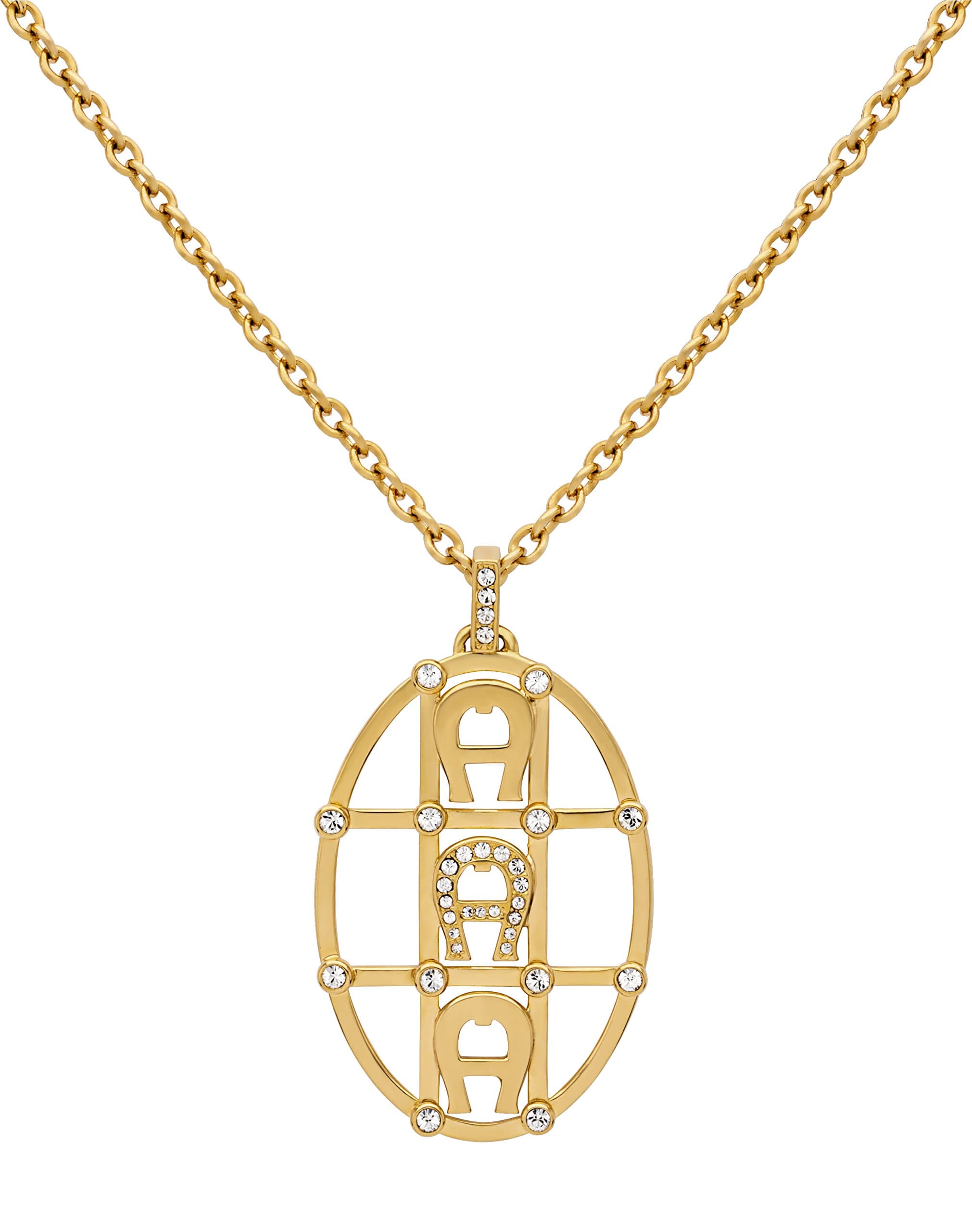 Aigner Necklace GP W/ ROUND PNDT 3 A LOGO W/ CRT,M AJ64712