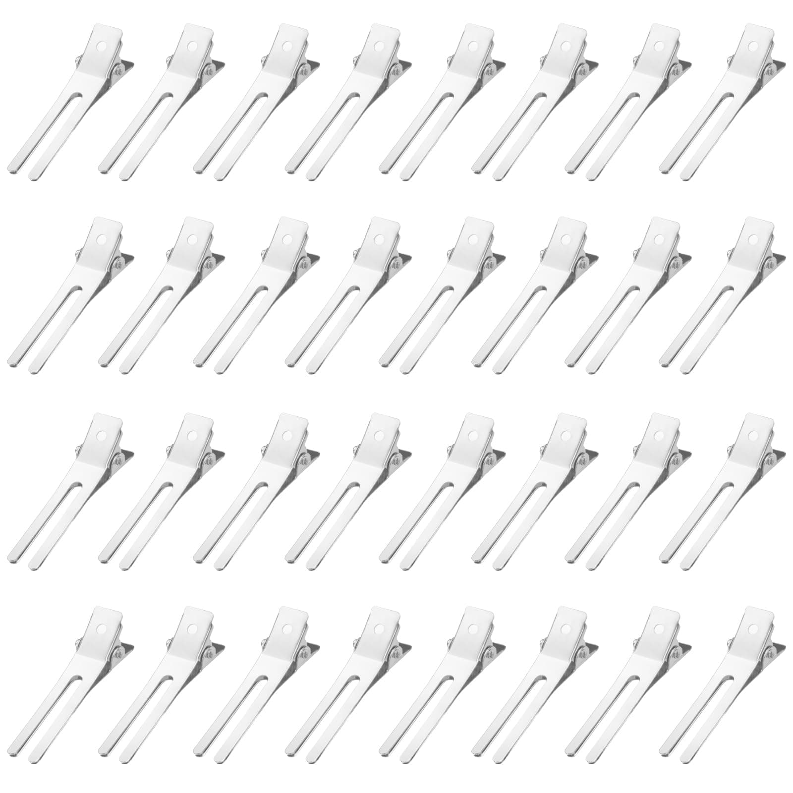 60Pcs Double Prong Pin Curl Clips, BesoAnan 1.8" Hairdressing Roller Alligator Hair for Styling Sectioning, Metal Duck Bill Hair Clips with Storage Box for for Makeup, Barber, DIY