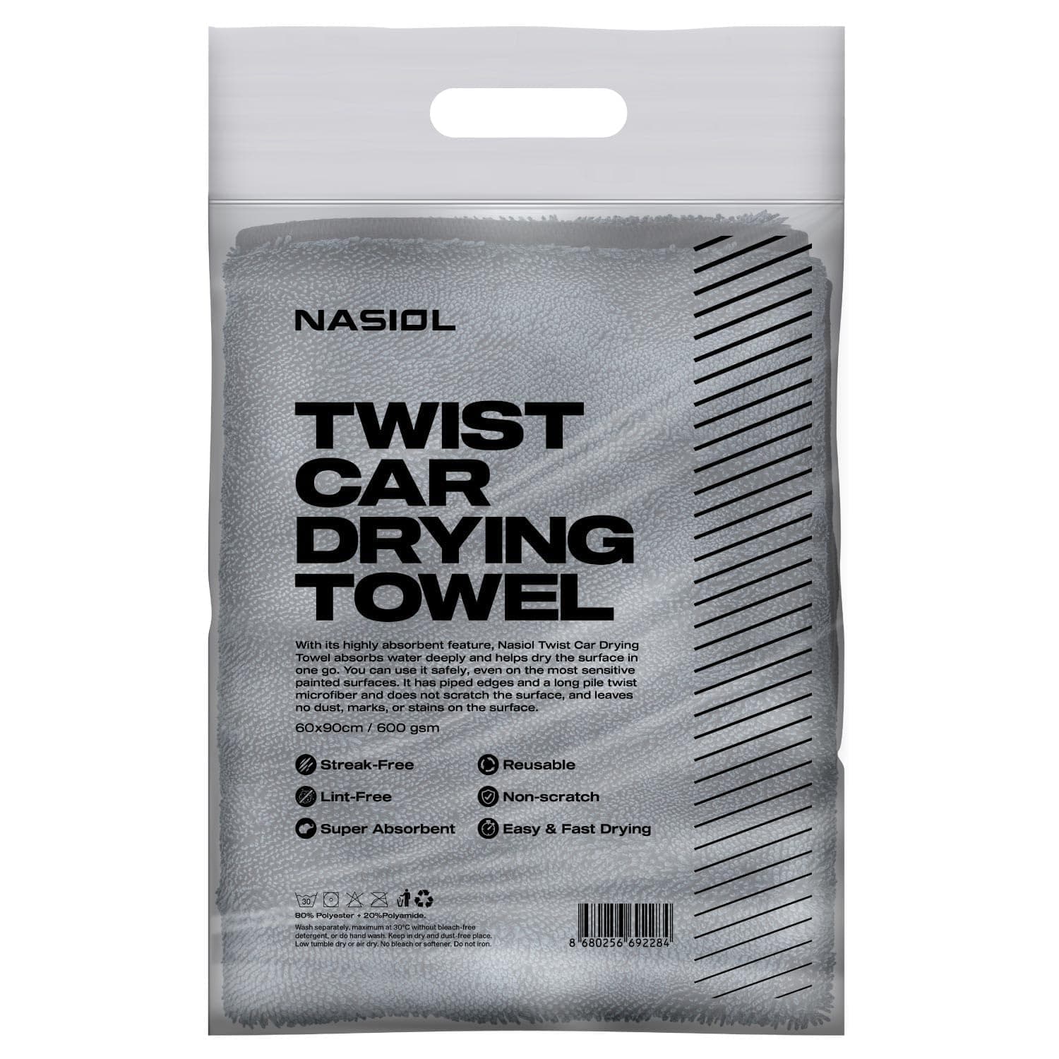 Twist Car Drying Towel, Highly Absorbent Quick Dry, Soft Banded Edges - Scratch Free - Double Sided - Safe for Car Paint Twist Microfiber Evo Detailing Towel (23 x 19 inch)