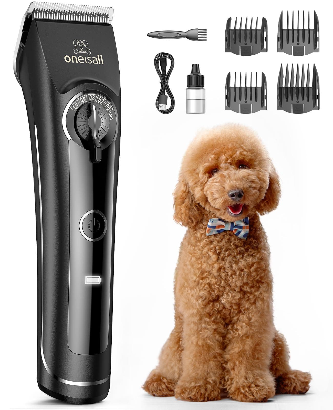 Dog Clippers for Grooming Doodles Poodles Thick Curly Hair,Low Noise Heavy Duty Dog Grooming Kit with Detachable Metal Blades