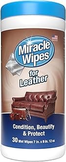 MiracleWipes for Leather Cleaning & Conditioning - Vehicle, Furniture, Shoes, Jacket, Interior, Upholstery - Clean, Protect, Moisturize - UV Protection, Help Prevent Fading, Cracking - (30 Count)