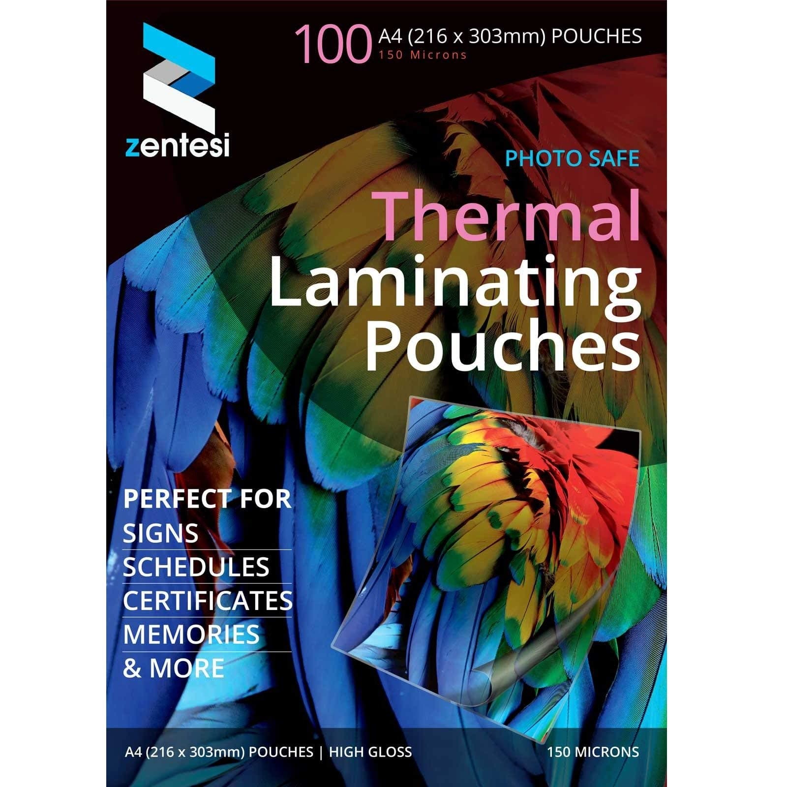 A4 Laminating Pouches High Gloss Laminator Sleeves 150 Micron (75 + 75 Microns) Glossy Laminate Pouch Sheets - Pack of 100