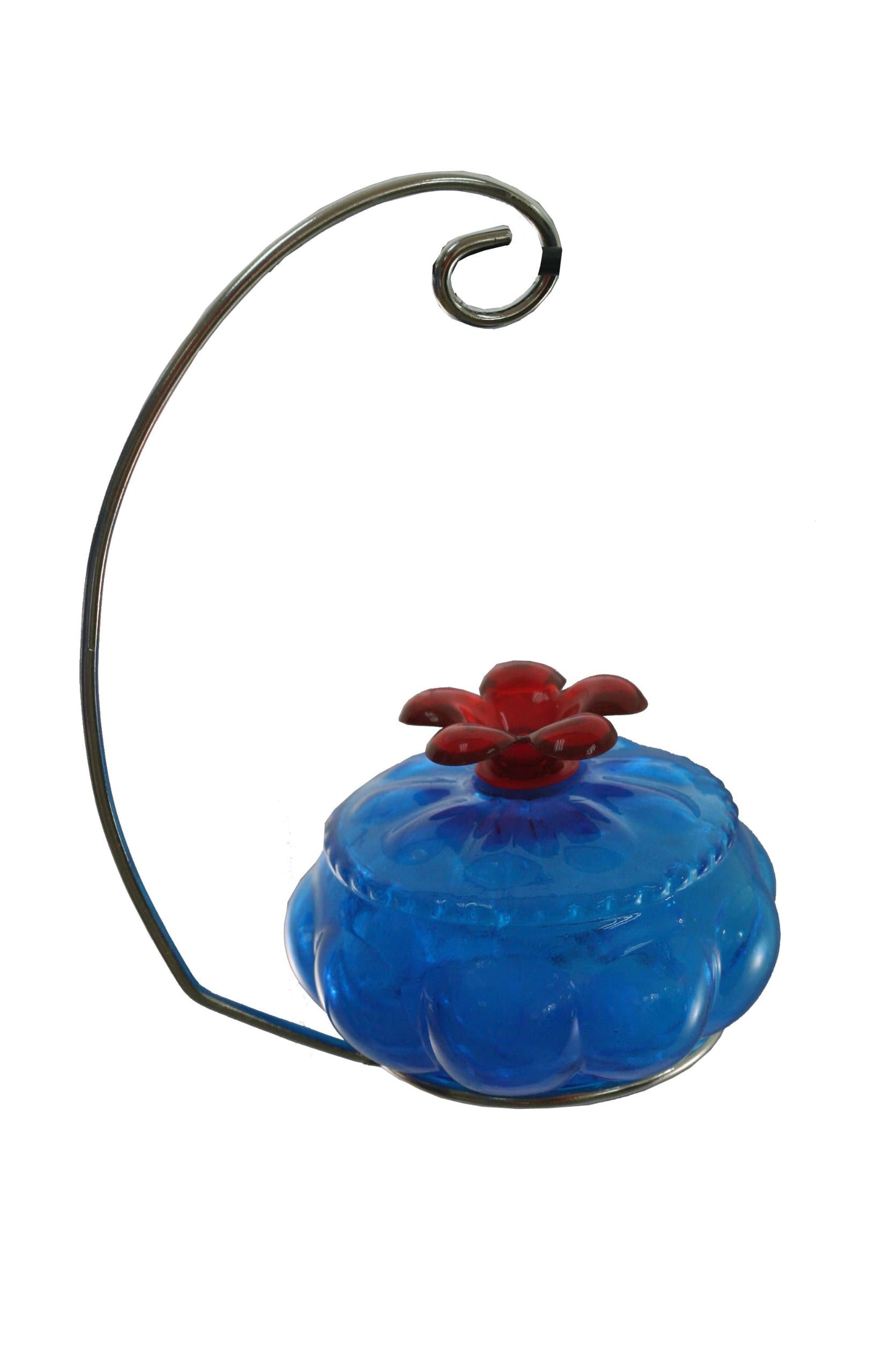 Hand-blown Glass Hummingbird Feeder, Ocean Blue