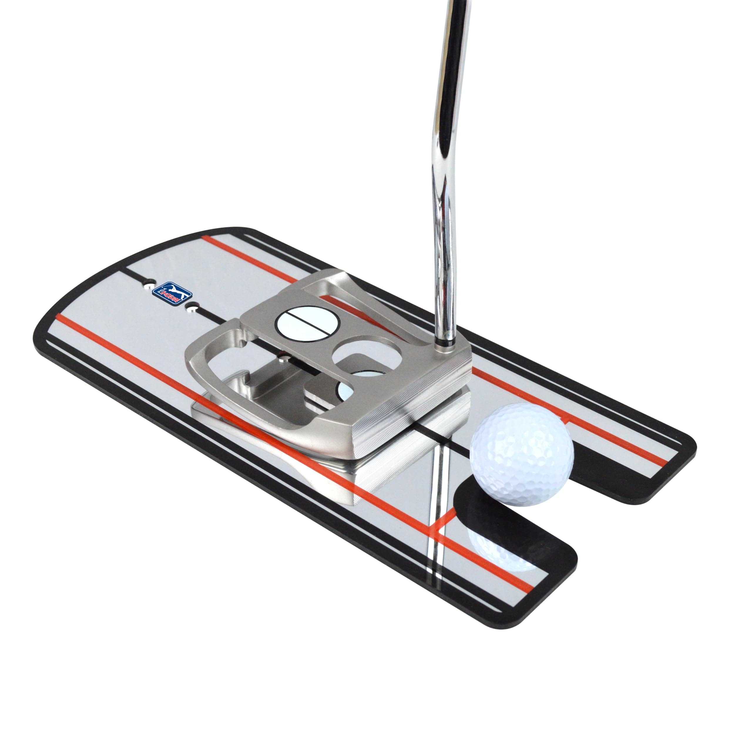 PGA TOUR Putting Mirror Golf Aids - 4 Tee Placement Holes, Centre Alignment Line, Shoulder Alignment for Enhanced Putting Aid, Golf Ball Gate, Includes Academy Training DVD