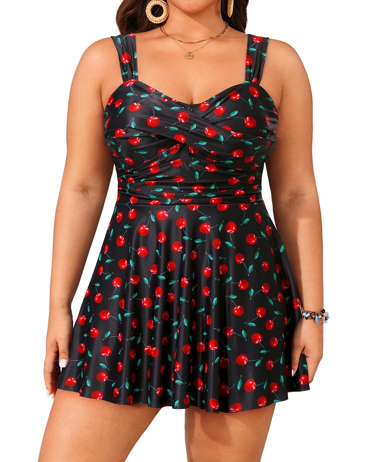 Aqua EvePlus Size Two Piece Swimsuits for Women Tankini Bathing Suits Flowy Swim Dress with Shorts