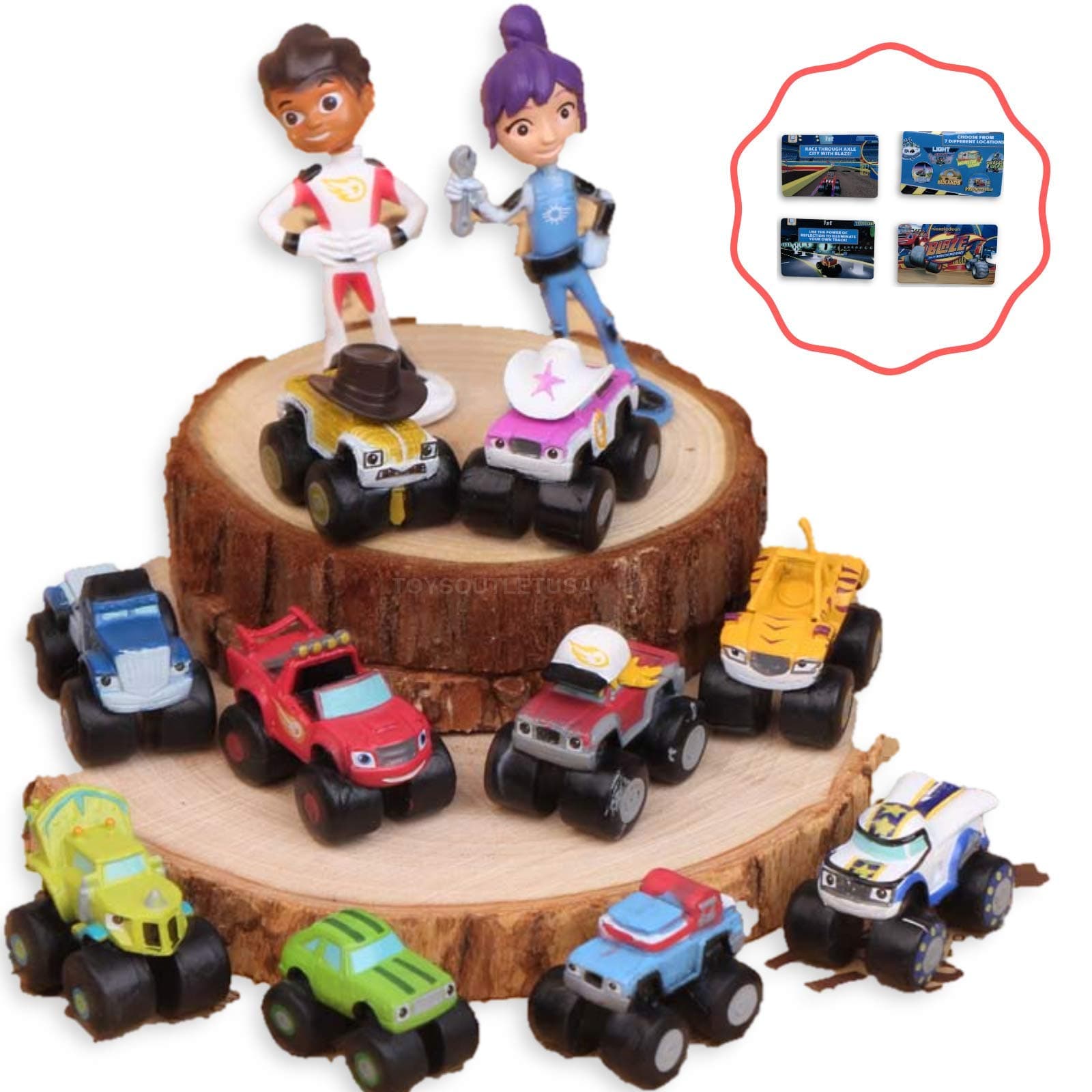 Blaze And The Monster Machines 12pcs Cake Topper Toy Set | Bonus Sticker Card Included ToysoutletUSA