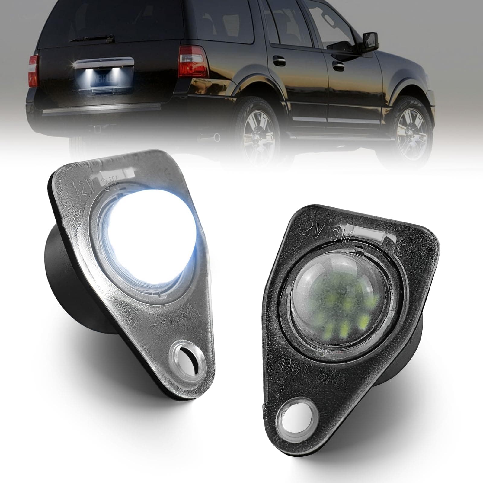 LED License Plate Lights Tag Light Compatible with Ford Expedition 2003-2012 Taurus 1996-2007 Number Plate Light for Lincoln Navigator 2003-2012 Assembly Replacement