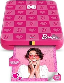 Barbie x Step Slim Wireless Instant Portable Photo Printer - Full Colour Prints in Zinc 2 x 3 Inch Sticker Back Photos from iOS and Android Devices via Bluetooth in the App - Iconic Style