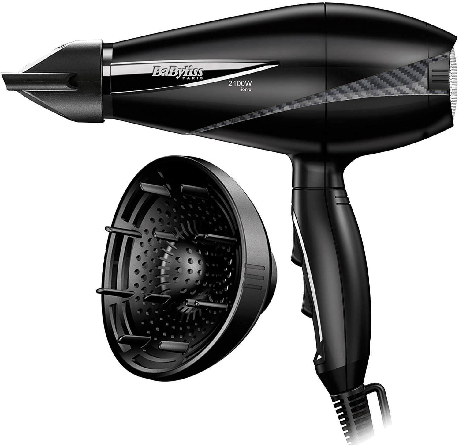 BaByliss 6610DE Le Pro Light Weight 2100 Watt Professional IONIC Blow Hair Dryer Hot n Cold With Diffuser n Concentrator for Men n Women, Made in Italy