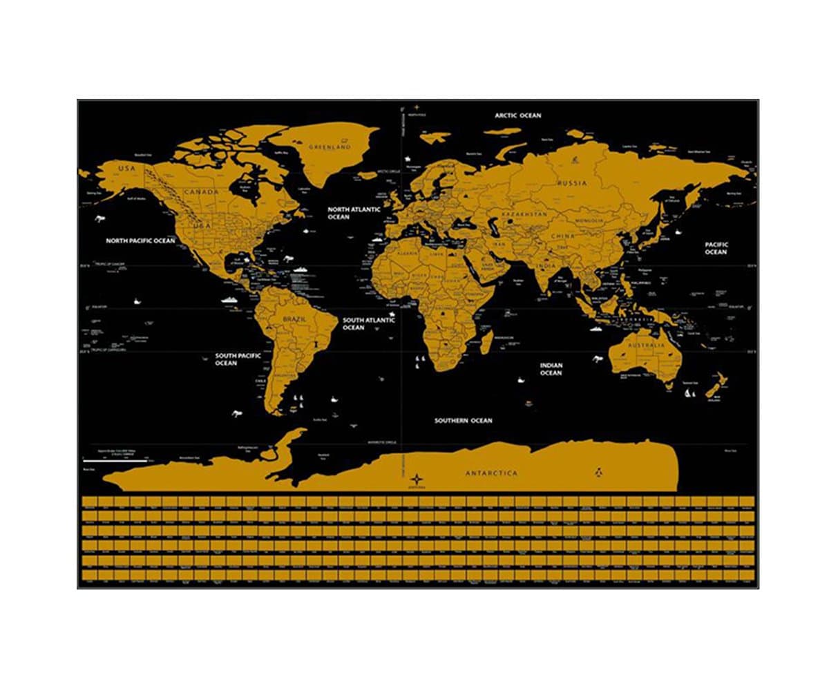 Scratch off world map NOMAD XL01 - Deluxe edition - XL size 82x60cm - With accessories kit and gift tube - Remember and spotlight your adventures
