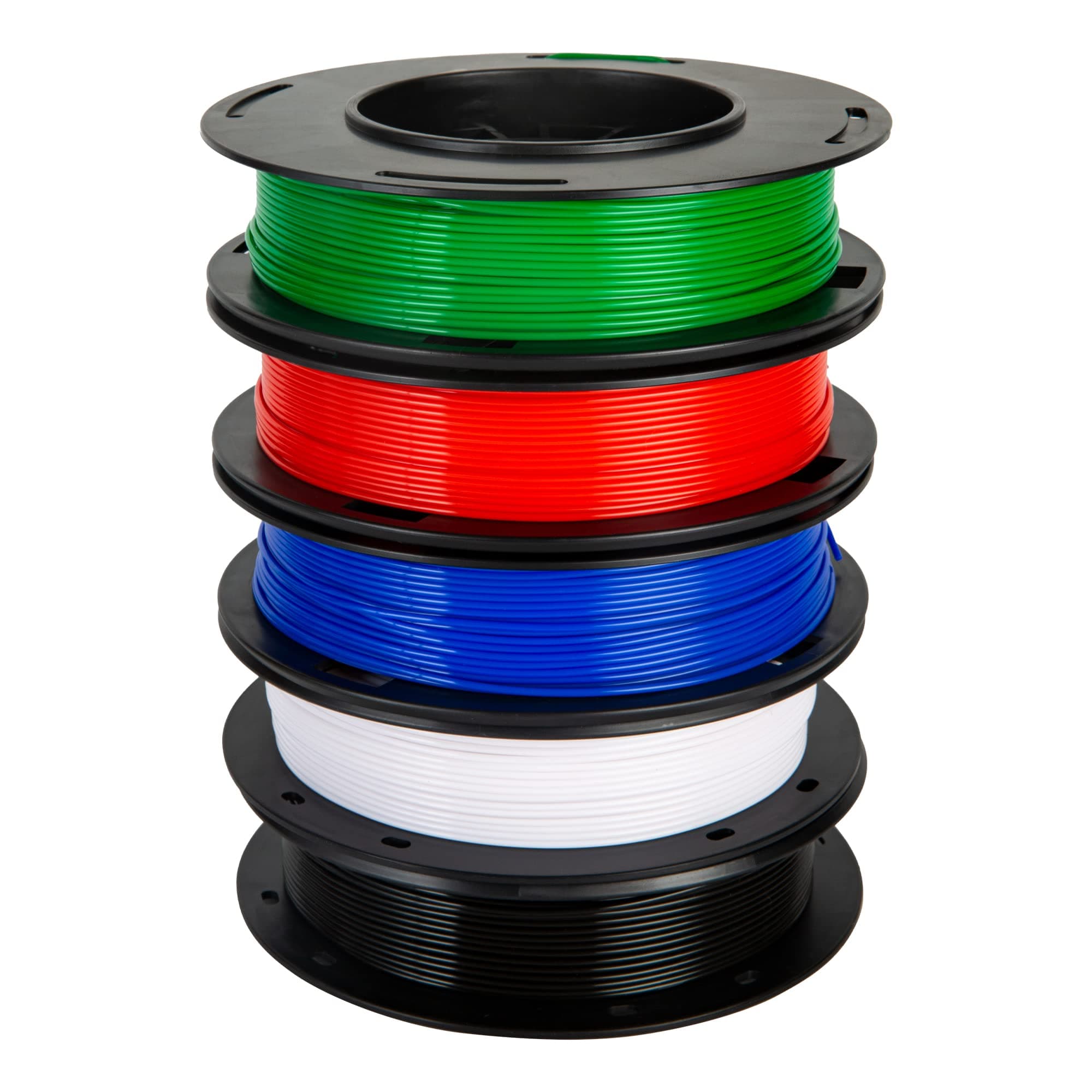 PLA 3D Printer Filament Bundle, TINMORRY PLA Filament 1.75mm, 250g x 5 Spools, Black+White+Blue+Red+Green, Net Weight 1.25kg