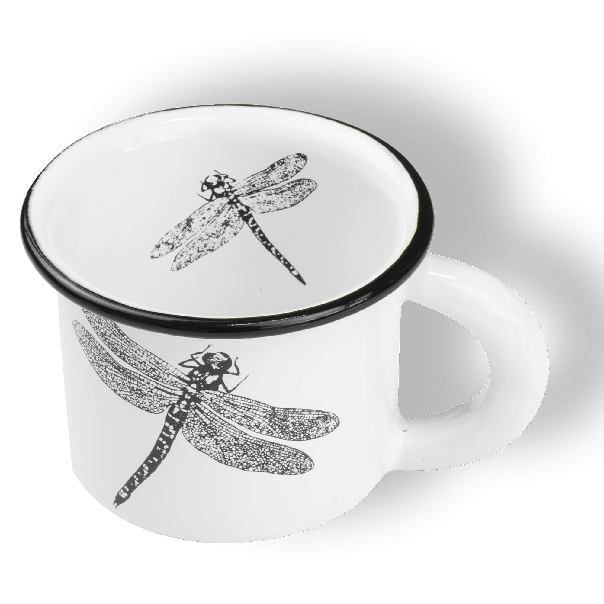 Enamel (Peltre) Mug for Espresso (5 cm x 5 cm), Dragonfly Design, Designed by Mexican Artist (Maritza Morillas)