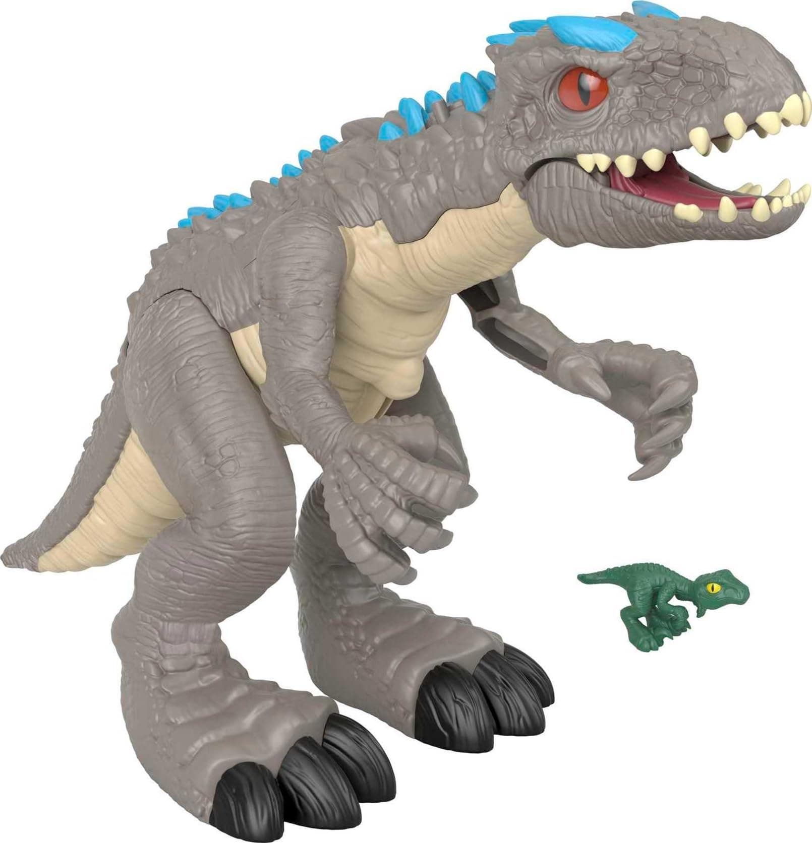 Imaginext Jurassic World Indominus Rex Dinosaur Toy with Thrashing Action & Raptor Figure for Pretend Play Ages 3+ Years, GMR16