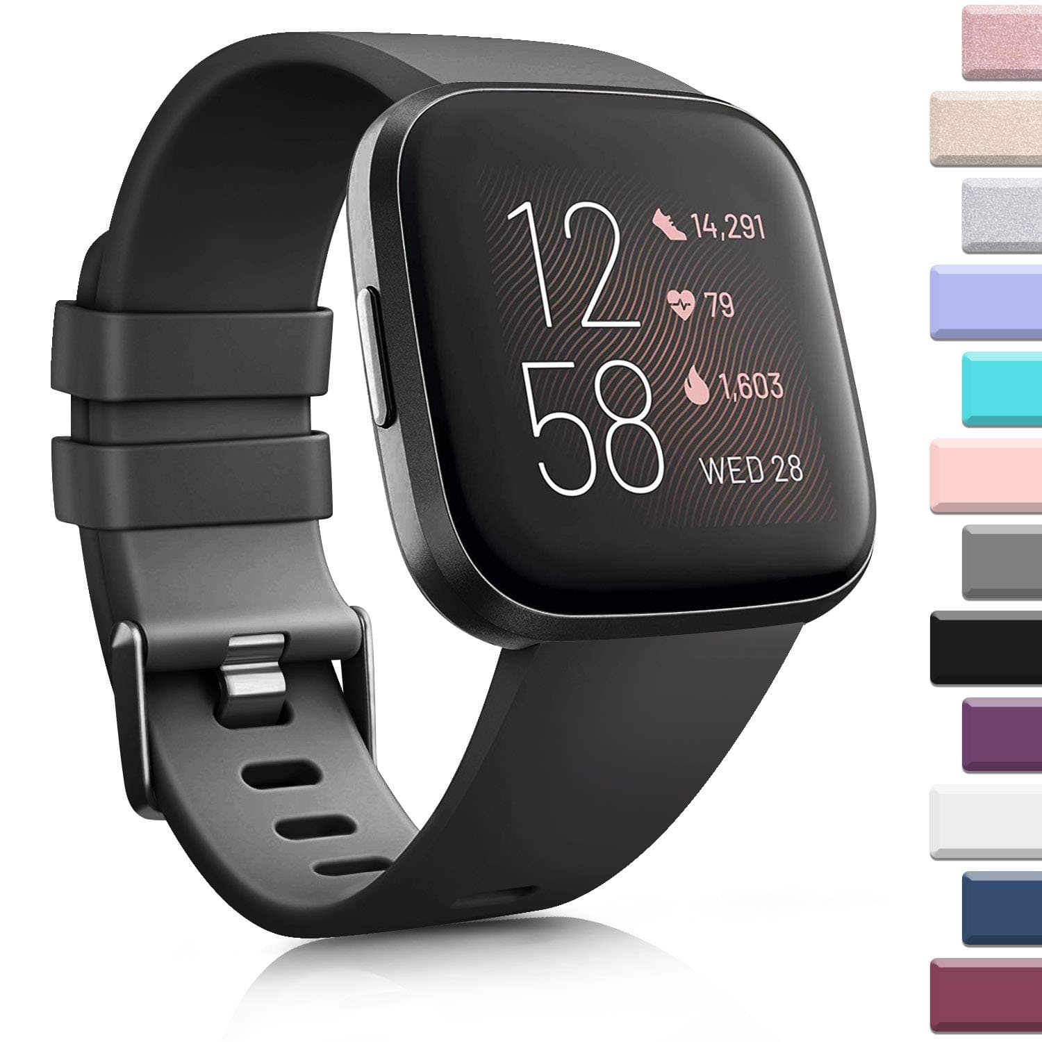AK Sports Bands Compatible for Fitbit Versa 2, Soft Elastomer Multi-colors Replacement Wristbands for Fitbit Smart Watch