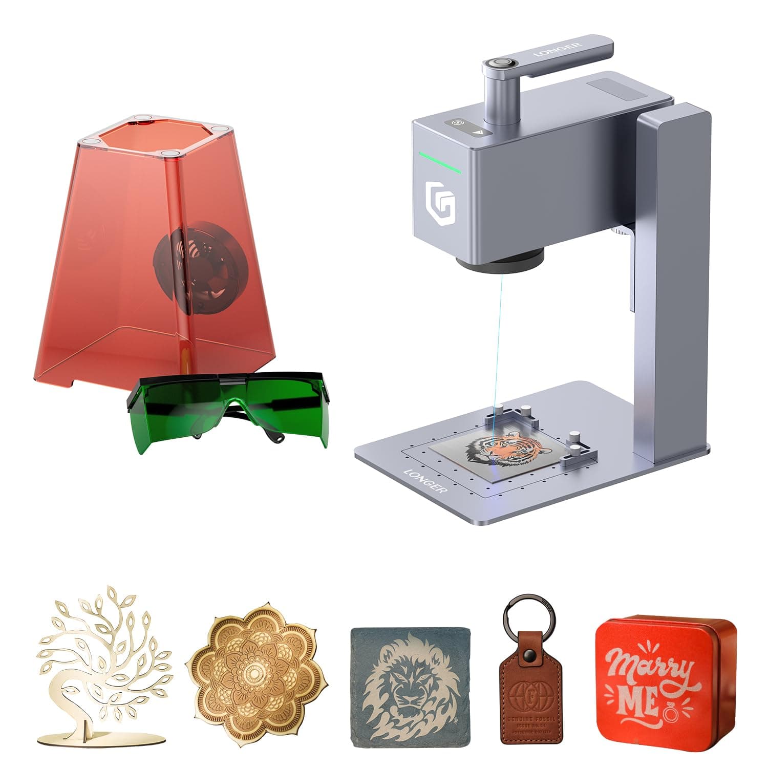 Longer Nano Pro Portable Laser Engraver, 5000mm/s High-Speed 12W Laser Engraver and Cutter, Engraving Precision 0.01 * 0.01mm, DIY Engraver Tool for Wood, Acrylic, Leather, Cloth, Metal, Ceramics