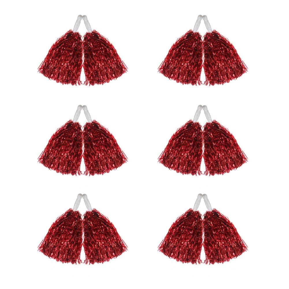 Hooshing 12PCS/24PCS Pom Poms Cheerleading Metallic Foil Cheer Pom Poms with Plastic Handles for Rooters Cheering Squad Team Spirit Sports