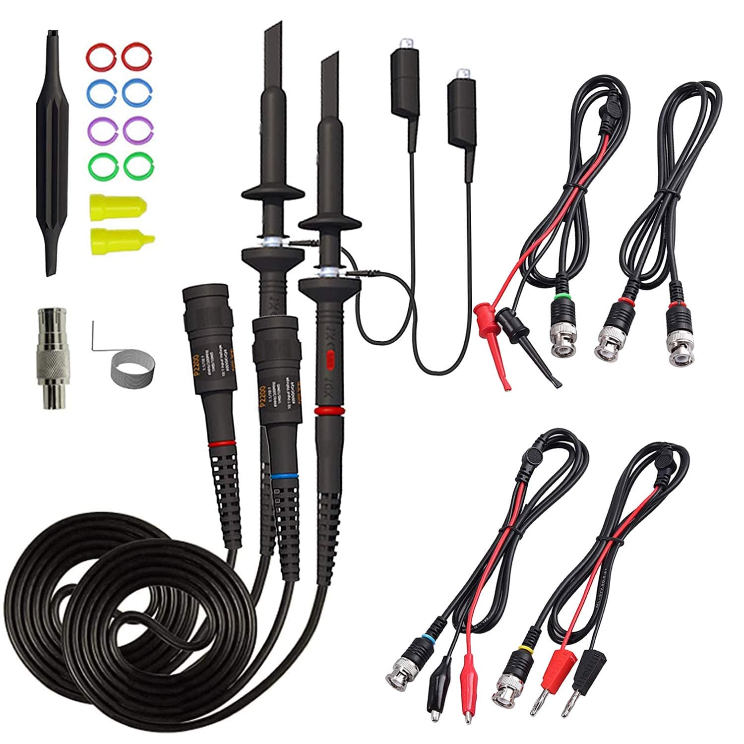 Universal Oscilloscope Probe with Accessories Kit 200MHz Oscilloscope Clip Probes with BNC to Minigrabber Test Lead Kit