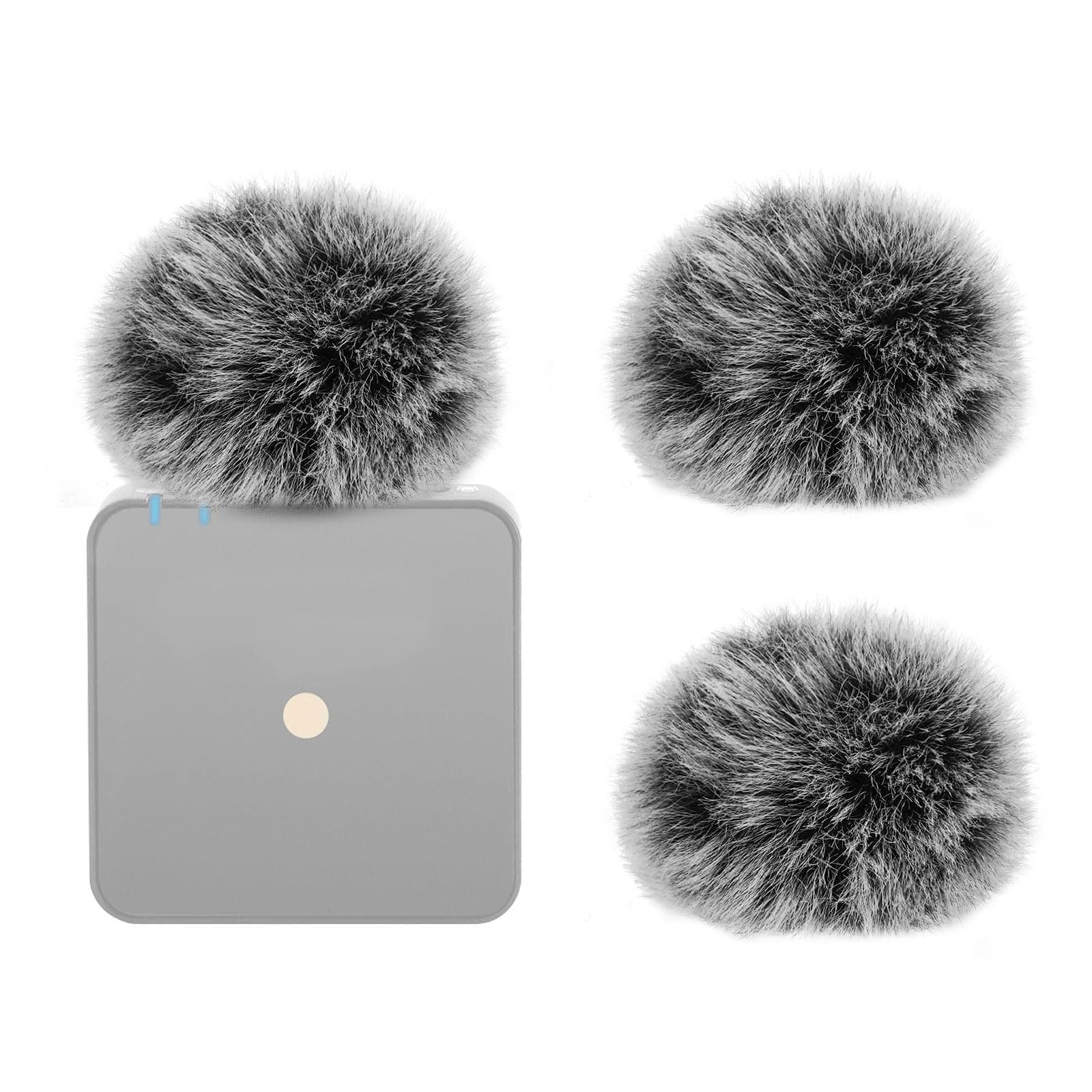 Geekria for Creators Furry Windscreen Compatible with Rode Wireless GO, Mic DeadCat Wind Cover Muff, Fluff Cover Windshield, Wind Noise Reduction (Grey / 3 Pack)