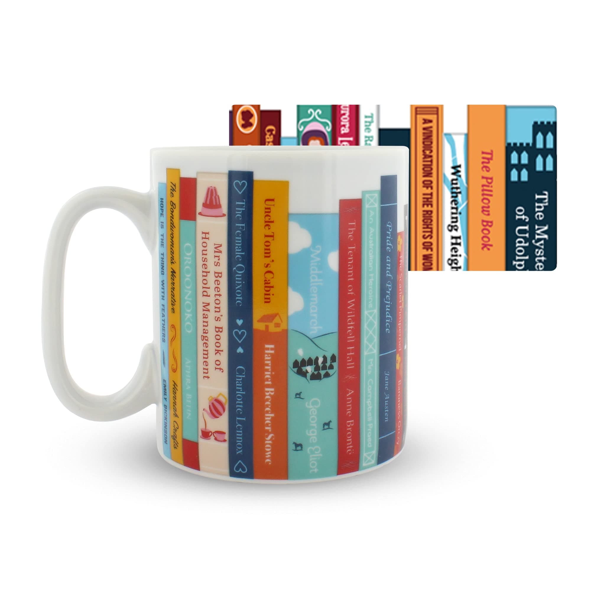 Ginger Fox0112.6145.71.OCL.OSZ Inspiring Writers Novelty Mug Featuring 30 Bestselling Classic Novels by Female Authors- , Multicoloured