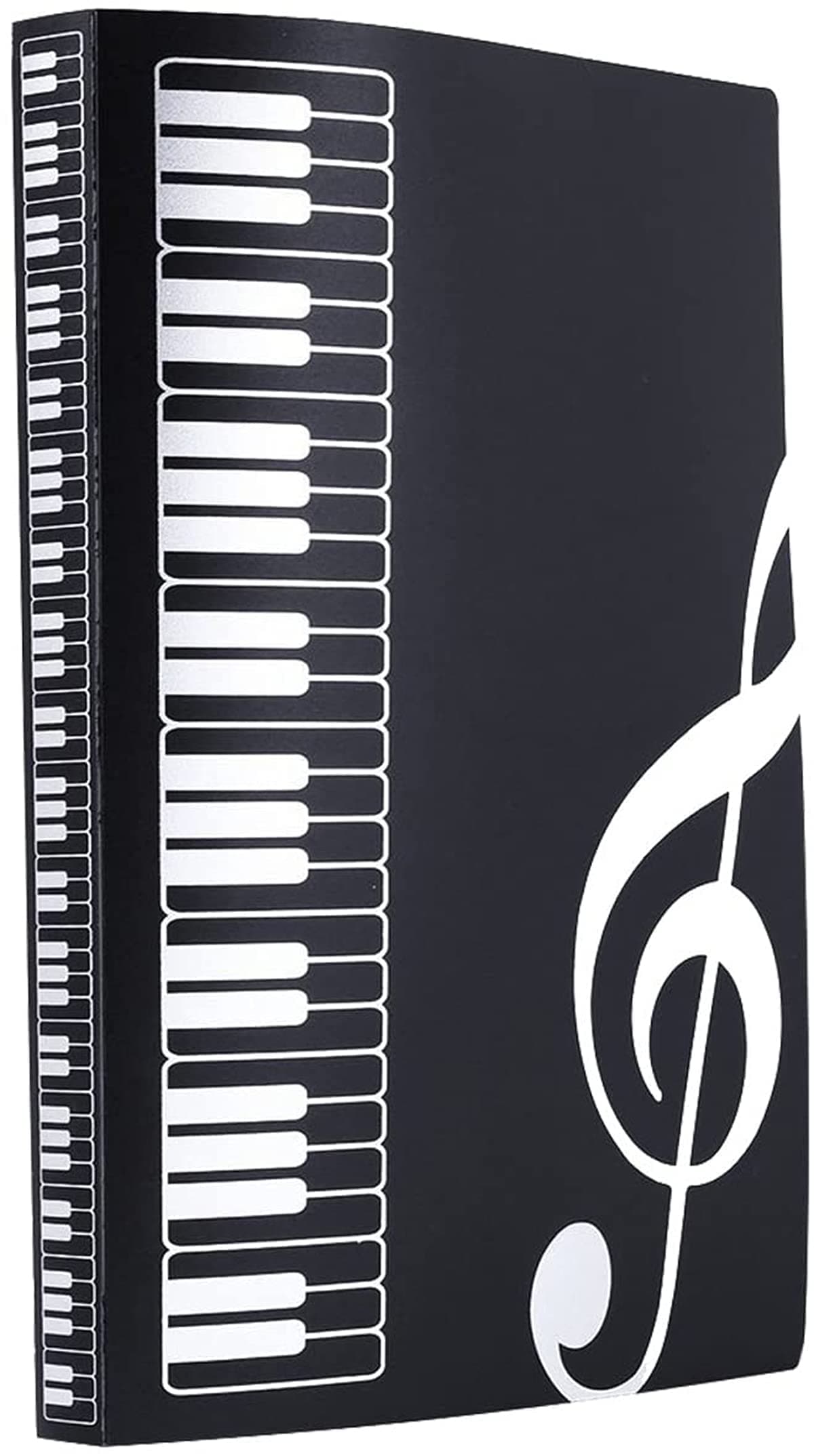 Delfino Music Sheet File Paper Folder Documents File Paper Storage Blank Sheet Organizer Folder Holder Plastic. A4 Size, 40 Pockets Music Themed Storage Folder (Black