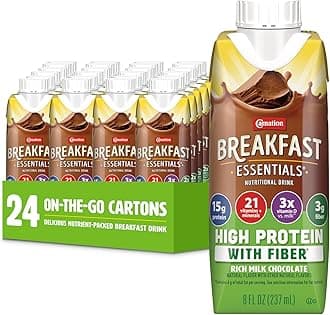 Carnation Breakfast Essentials High Protein with Fiber Ready-to-Drink, 8 FL OZ Carton, Rich Milk Chocolate (Pack of 24)