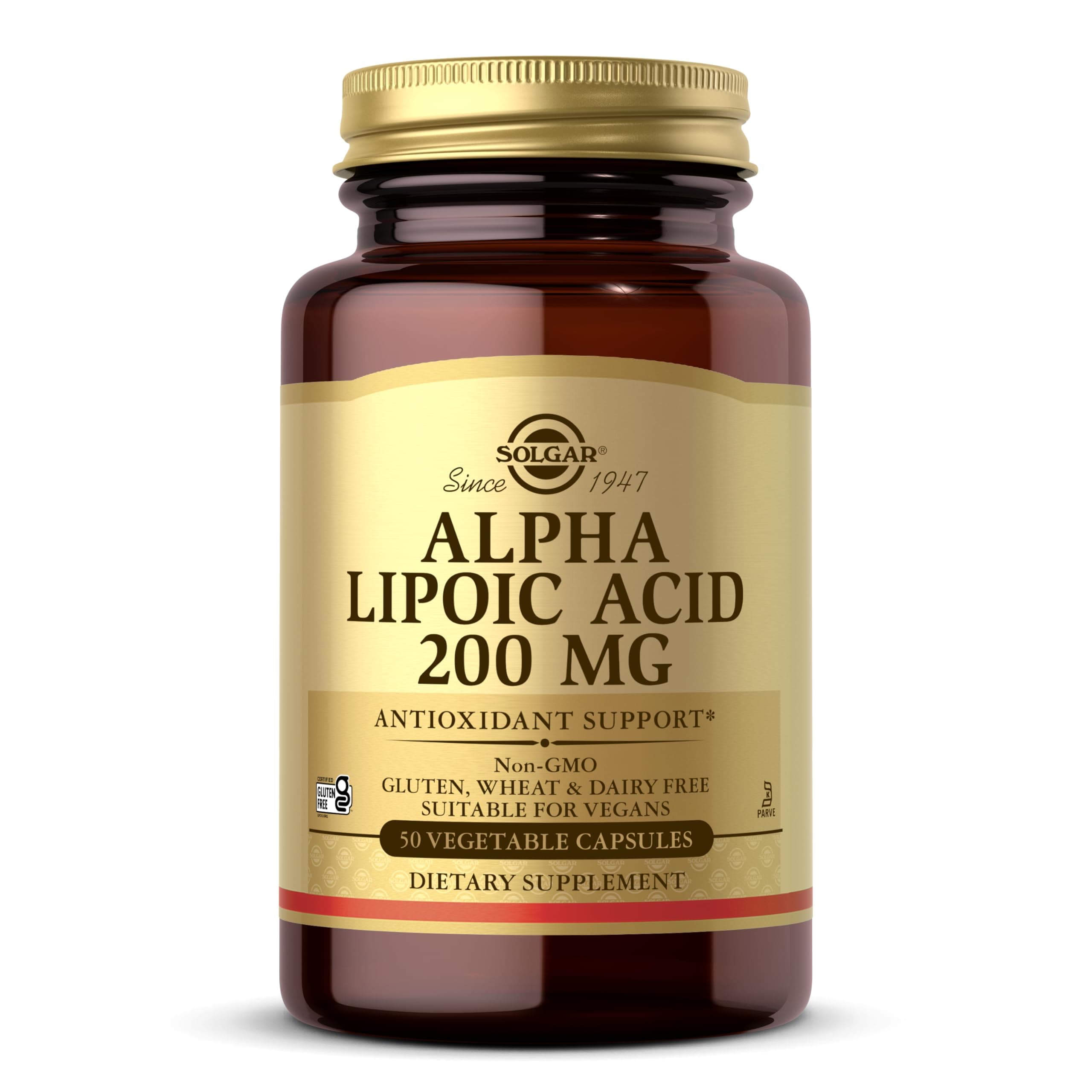 Alpha Lipoic Acid 200 mg, 50 Vegetable Capsules - Antioxidant Support - Helps to Recycle Glutathione, Vitamin C & E, CoQ-10 - Non-GMO, Vegan, Gluten Free, Dairy Free, Kosher - 50 Servings
