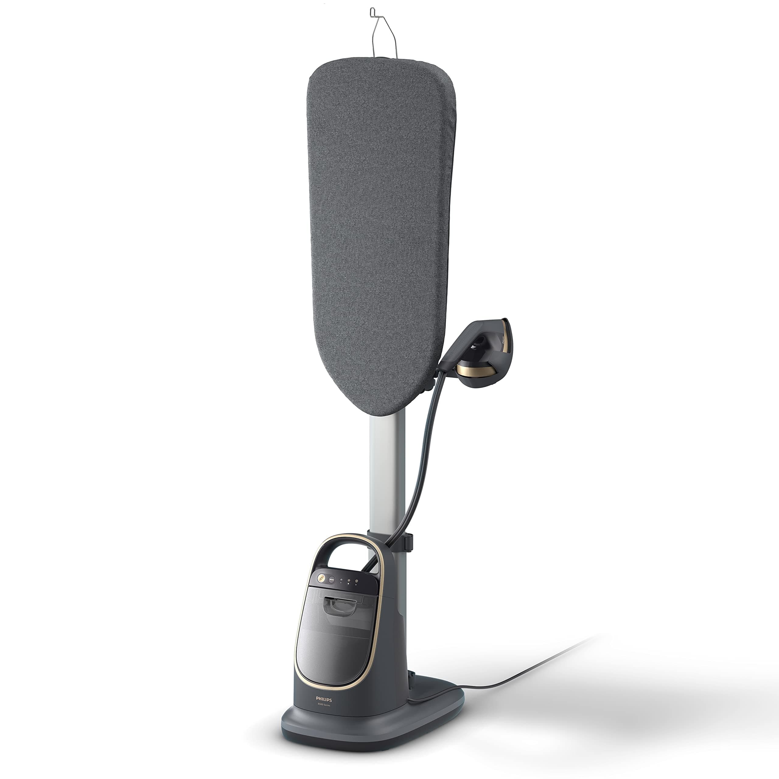 Philips All-in-One Ironing Solution 8500 Series – 2200W Garment Steamer, multi angle board, no burn, 1.2L detachable water tank, 3 steam settings – AIS8540