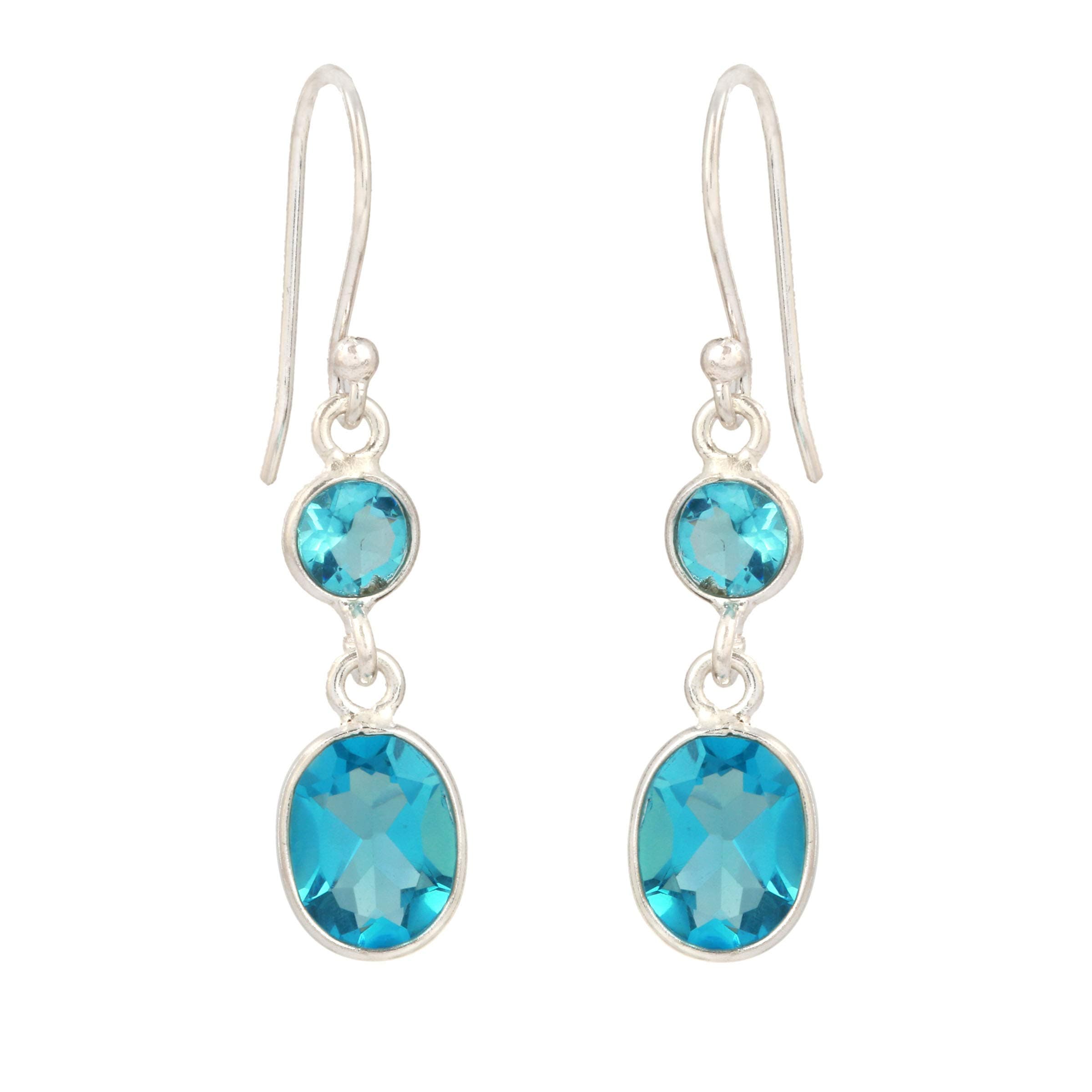 Silver Planets 92.5-925 Sterling Silver Blue Topaz, Amethyst,Citrine,Iolite,Smokey, Peridot Stone Latest Ethnic Earing for Women and Girls