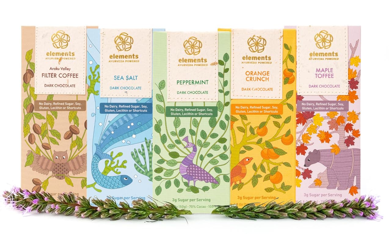 Dark Chocolate Bar Combo Pack of 5 | Ayurvedic, Vegan & Gluten Free | No Refined Sugar & Artificial Flavours | Enriched with Cocoa & Coconut Sugar