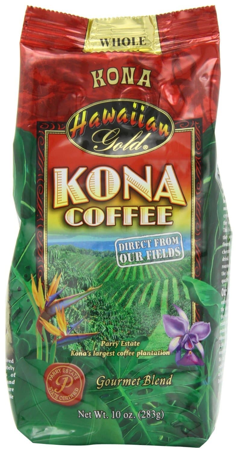 Kona Hawaiian Gold Kona Coffee, Gourmet Blend Ground Coffee, 10 Ounce