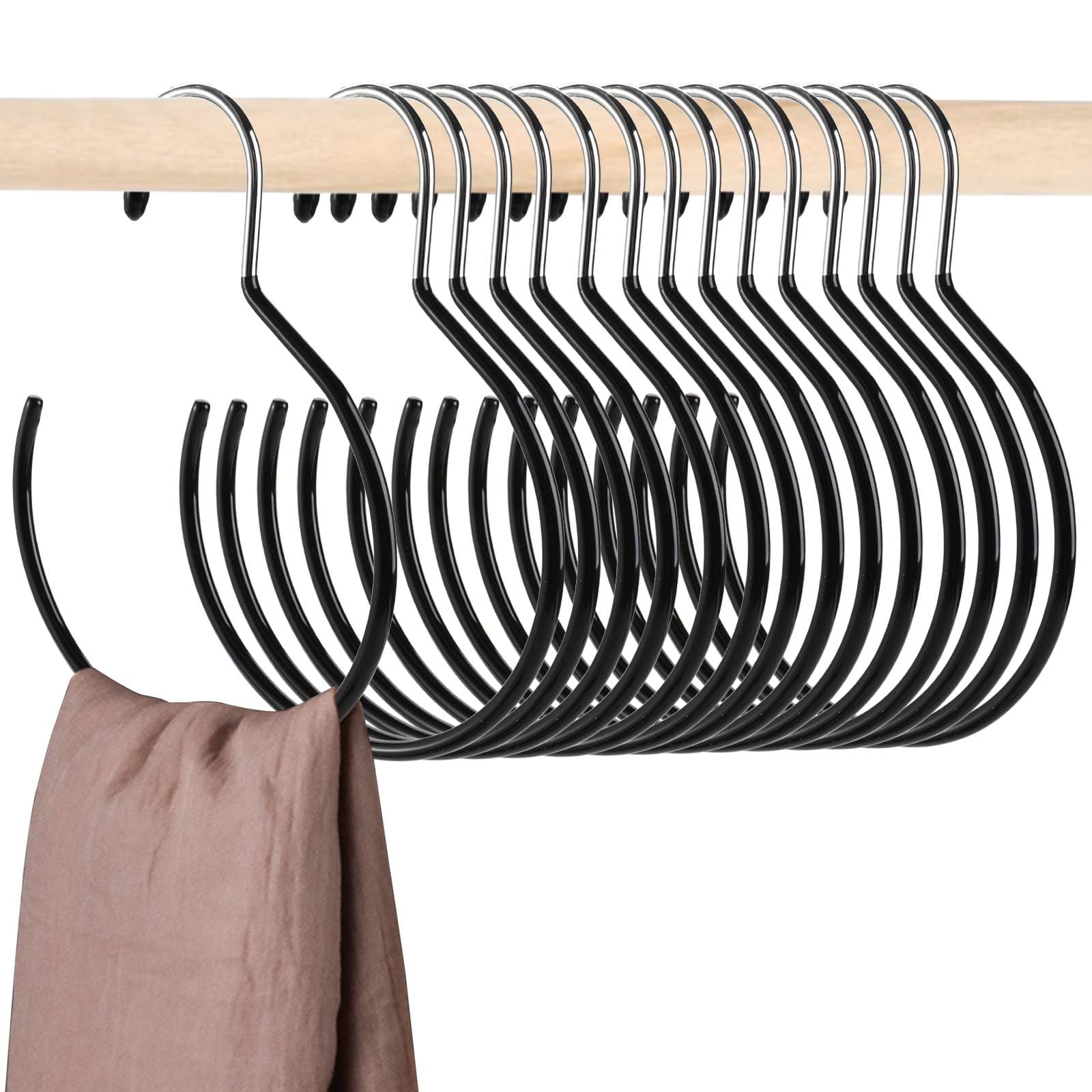 Cedilis 15 Pack Scarf Ring Hangers, Non-Snag Belt Hanger for Closet, Non-Slip Closet Organizer Accessory Holders for Ties Scarves Belts Tank Tops Pashminas, Black