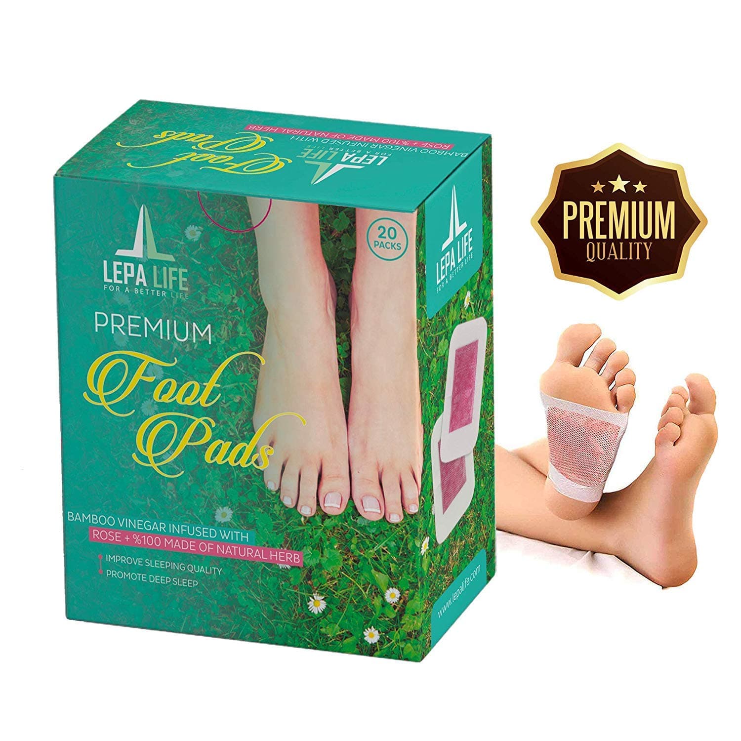 Premium Aromatherapy Rose Foot Pads - Stress, Pain Relief - Natural Better Sleep Aid - Energy Booster - Odor Eliminator, Relaxing Feet Health Care Ginger Pad by Lepa Life - Set of 20 (Rose)