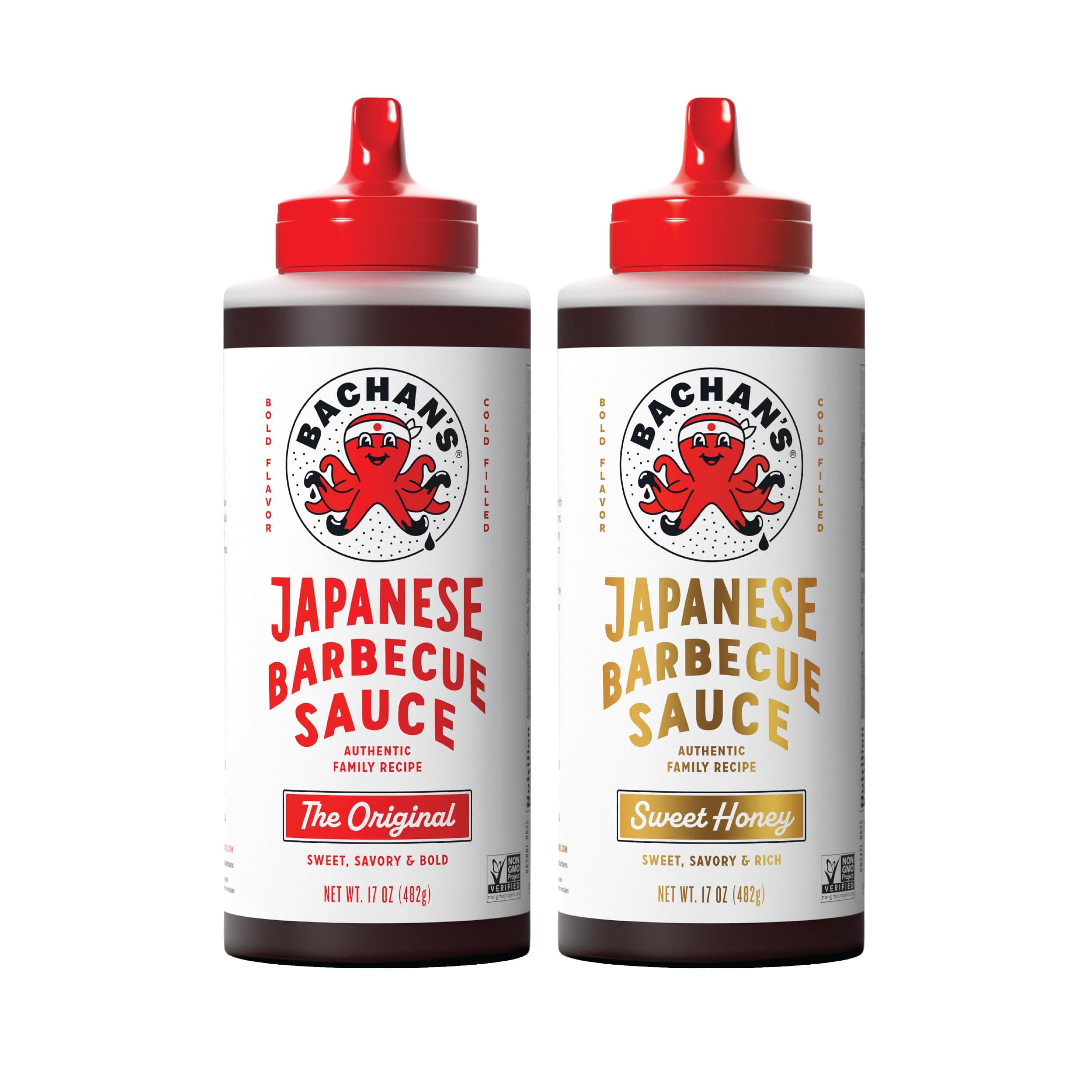 Bachan's Japanese Barbecue Sauce 2 Pack - 1 Original, 1 Sweet Honey - BBQ Sauce for Wings, Chicken, Beef, Pork, Seafood, Noodles, and More. Non GMO, No Preservatives, BPA free