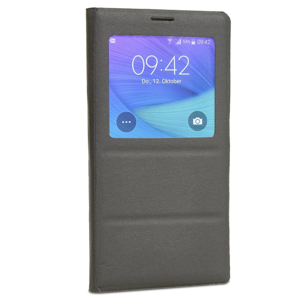 achilles phone case for SAMSUNG Galaxy Note 4 case with window cover flip Black 15,5 x 8,5 x 1,5 cm