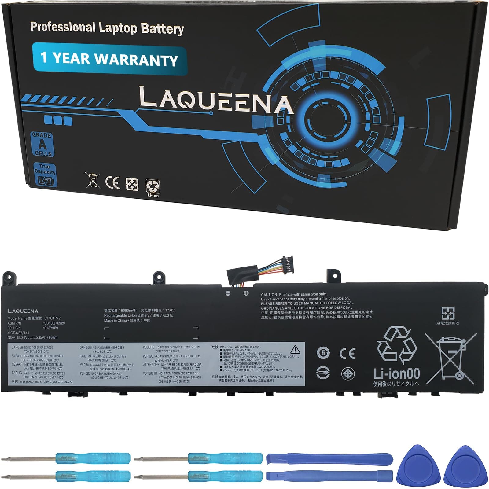 L17C4P72 Laptop Battery • Compatible with Lenovo ThinkPad X1 Extreme 1st Gen/2nd Gen ThinkPad P1 1st Gen/P1 Gen 2 Series Notebook • SB10Q76928 01AY968 L17M4P72 L18M4P71 SB10S57317 01YU911