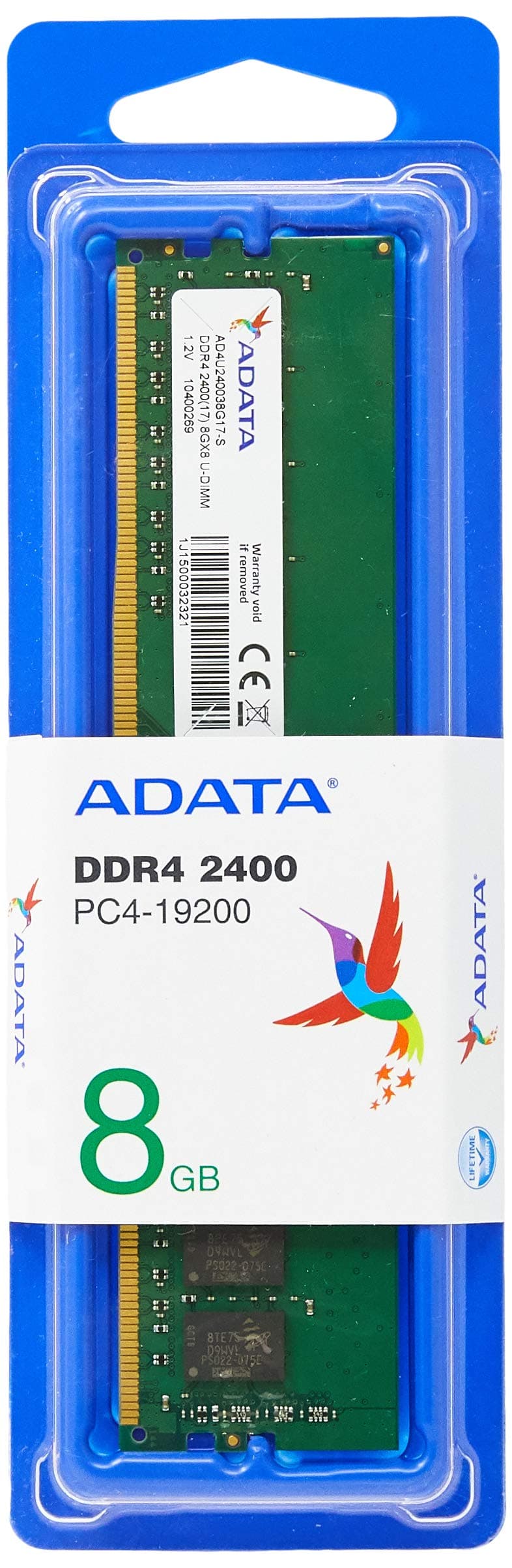 ADATA Premier 8GB DDR4 2400MHz (PC4-19200) CL17 DIMM Memory, AD4U240038G17-S