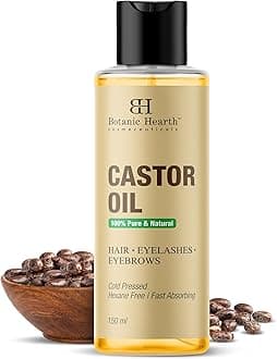 – Botanic Hearth 100% Pure Castor Oil for Hair Growth| 150 ML | - Cold Pressed, Hexane-Free, Eyelashes, Eyebrows, Skin Care