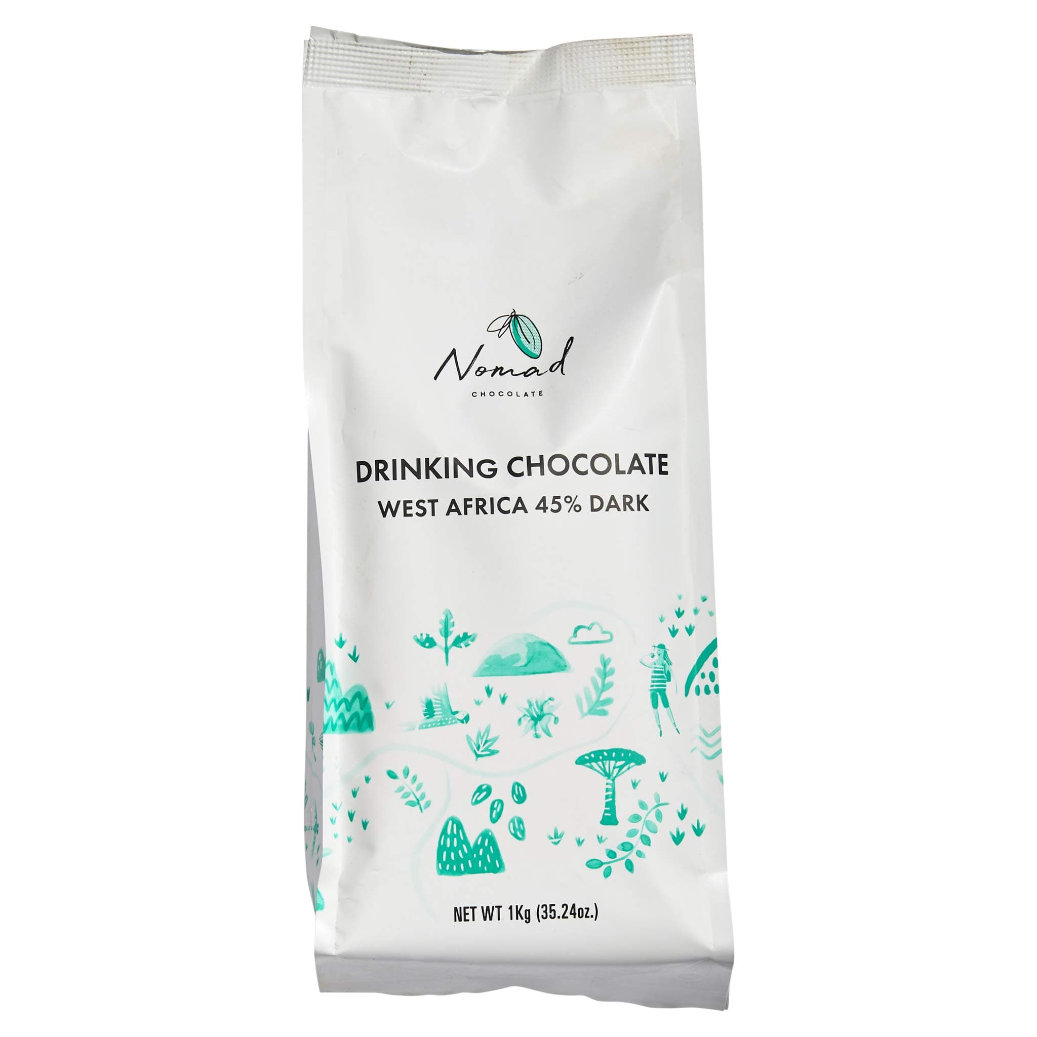 Nomad Chocolate - Hot Chocolate West Africa 45% Dark, 1kg - PACK OF 6kg