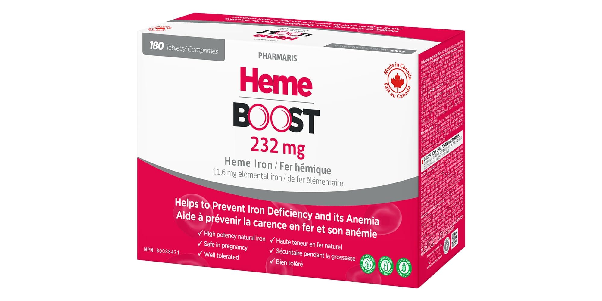 Hemeboost 11.6mg (232mg Heme Iron) I High Potency Natural Iron Supplement I High Absorption & Gentle on Stomach I Iron Pills for Adults & Safe for Use in Pregnancy (3)